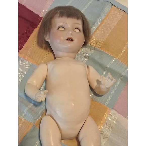 Antique German Bisque Head Doll Schoen Halbig S&H PB 4/0 w Clothing - Picture 5 of 13